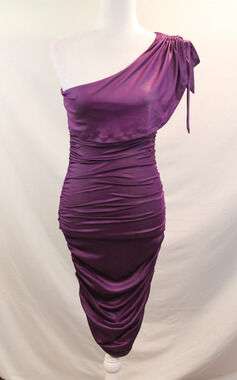 Charlotte Russe Y2K Off the Shoulder Ruched Dress Womens size M Plum Pullover